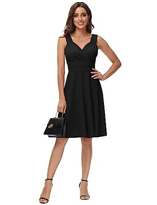 #ad GRACE KARIN Black Cocktail Dresses for Women Wedding Guest A line Short $7.99