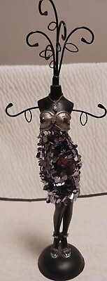 #ad Black Sequence Dress Standing Jewelry Holder Organizer. Pre owned $18.00