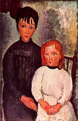 Oil painting amedeo modigliani Two girls portraits free shipping canvas art $82.99