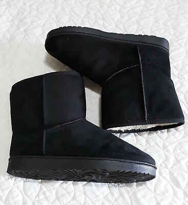 #ad WOMAN#x27;S UNBRANDED BLACK WINTER BOOTS.FAUX SUEDE FAUX FUR LINNING.SZ 43 12 US $28.00