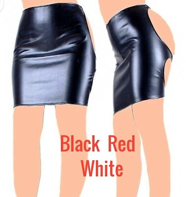 #ad Dominatrix Open Butt Strap Faux Leather Skirt Women Lingerie Black amp; Red $17.99