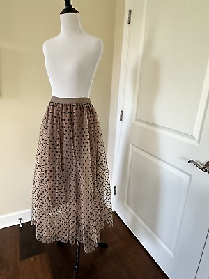 #ad Women’s Full Tulle Skirt In Neutral Beige Polkadot Pattern One Size $21.00