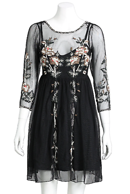 #ad Miss Selfridge Beaded Mesh Black Cocktail Dress Size 10 AU AU $140.00