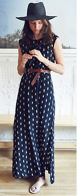 #ad Madewell Ikat Brush Maxi Black Maxi Sleeveless Dress size 2 $27.00