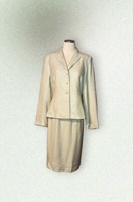 #ad AMANDA SMITH 2 Piece Blazer Skirt Suit Set SPECKLED Green WOOL BLEND Women#x27;s 10 $29.99