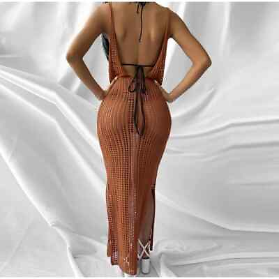 #ad New Sexy Hollow Fishnet Mesh Knit Dress Women Party See Through Long Dresses $37.41