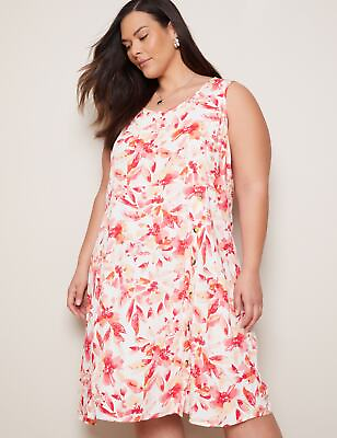 #ad Plus Size Womens Midi Dress Pink Summer Floral Shift Dresses AUTOGRAPH $18.79
