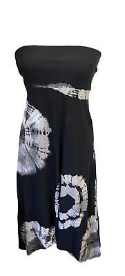 #ad Joe Boxer Tie Dye Ombre Black Sleeveless High Low Stretch Maxi Dress size M NWT $15.00