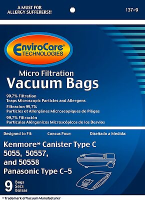 #ad Sears Kenmore Type C Canister Vacuum Bags 5055 50557 and 50558 By EnviroCare $180.49