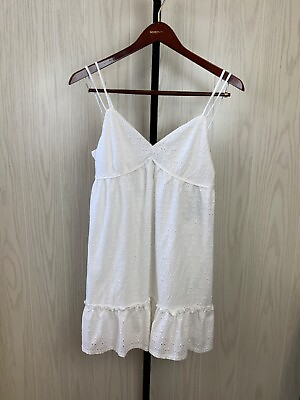 #ad byamp;by Eyelet Mini Sun Dress Women#x27;s Size M White NEW MSRP $59 $19.99