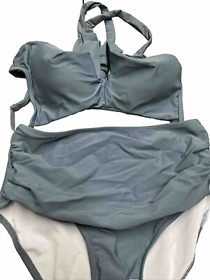 #ad Womans swimsuit bikini gray padded size medium New $9.43