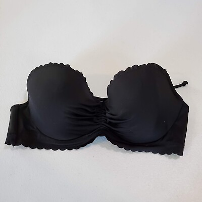 #ad Victoria#x27;s Secret Women Swimwear 36B Black Bikini Top Underwire Halter Padded $18.84