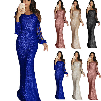 Women#x27;s Evening Dresses Long Sleeves Tassels Party Fashion Solid Colors Shiny $30.99