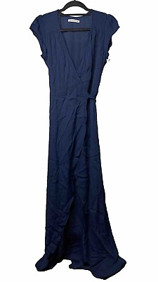 #ad #ad Reformation Chamomile Dress Maxi Wrap Cap Sleeve Navy Blue Women#x27;s Small NWT NEW $69.99