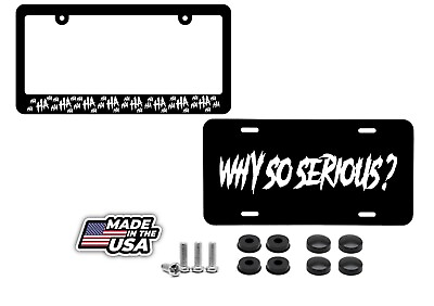 #ad Haha Why So Serious License Plate Frame Joker Funny Cover Front Back White $19.95