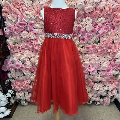 #ad Little Girls Tea Length Red Dress $87.00
