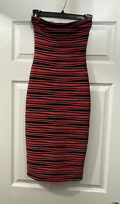 #ad NWT Bebe Women Red Cocktail Dress L $25.00