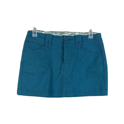 Prana 8 Pencil Skirt Short Ribbed Green Pockets Button Flat Front Casual Outdoor $16.11