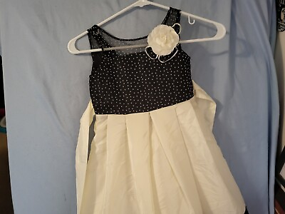 #ad Black amp; White Satin amp; Lace Tulle Holiday Party Dress Girl#x27;s Size 5 $35.00