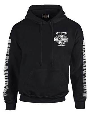 #ad #ad Harley Davidson Men#x27;s Lightning Crest Pullover Hooded Sweatshirt Black $55.95
