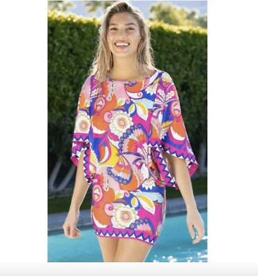 #ad Trina Turk Sevilla Psychedelic Swim Bathing Suit Cover Up Dress Nwt M $52.49