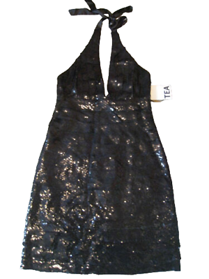 #ad Tea Cocktail Black Dress Size S Sequins Party Evening Mini Women#x27;s $16.00