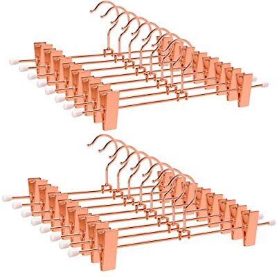 #ad 24 Pack Rose Copper Gold Metal Pants Skirt Hangers with Clips Adjustable Clip... $44.45