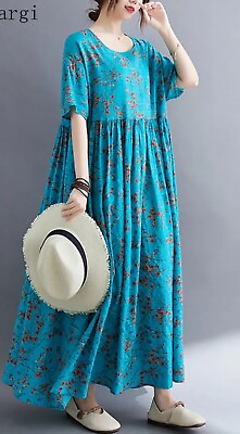 #ad #ad New Designer Cotton Dress Floral print Summer 2024 boho style Plus One Size $24.00