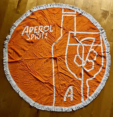 #ad #ad Aperol Spritz Round Orange Beach Towel With Fringe 100% Cotton 55 Inch *NEW* $39.99