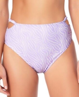 #ad California Waves Bikini Bottoms Swimsuit High Waisted Smocked Purple NEW Large $5.00