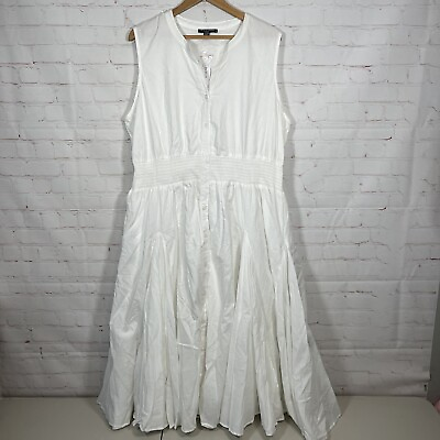 #ad Chelsea amp; Theodore Dress Womens 2X White Sundress Long Sleeveless Buttons New $29.99