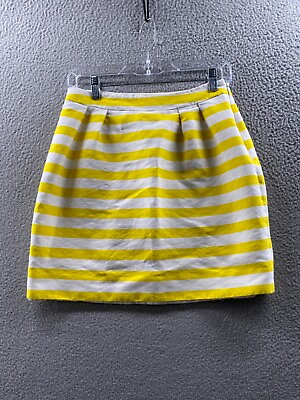 #ad Kate Spade Skirt The Rules Women 4 Yellow White Striped Lined Pleated Above Knee $36.95