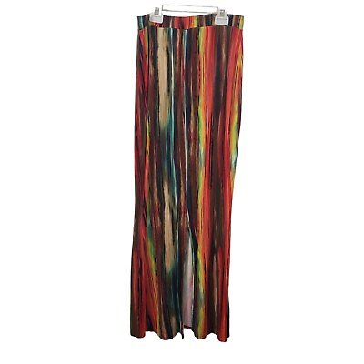 #ad Fashion Nova Skirt Long Straight Elastic Waist Stretch Multicolor Size 2X Large $16.95