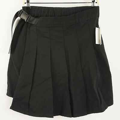 #ad NWT Nordstrom BP. Wrap Front Buckle Pleated Black Mini Skirt Size XSmall $19.99