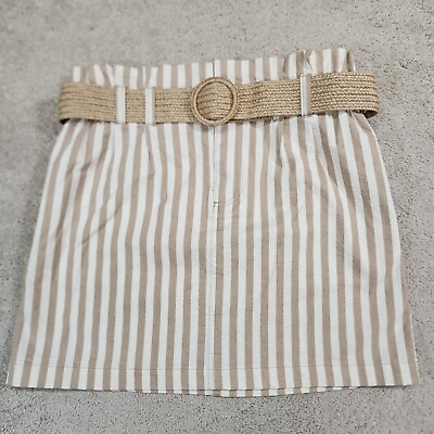 #ad forever 21 Sunny Spot Collection Mini Skirt Striped Belted New $14.99