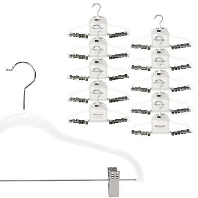 Simplify 60 Pack Velvet Skirt Hangers with Clips in White Sturdy and Durable USA $46.95