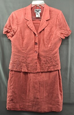 #ad Plaza South Petite Pink Skirt Suit Size 16 Women $18.92