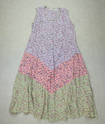 #ad Vtg Victoria Holley Dress Large Floral Patchwork Prairie Cottage Boho Long $41.00