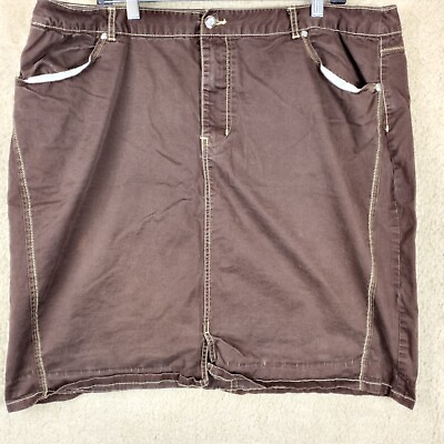 Womens Midi Pencil Skirt Plus Size 24W Brown 4 Pocket JMS $14.69