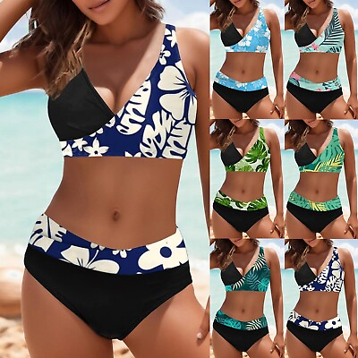 #ad Bikini Swimsuits For Women Tummy Control 2 Pieces Sexy V Neck Swimming Surfing $14.44