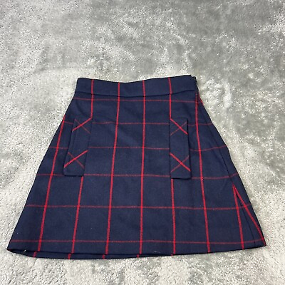 #ad Miu Miu Skirt Small Blue Plaid Wool Preppy Designer Made in Italy $89.97