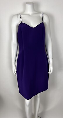 #ad Rickie Freeman Women’s Cocktail Party Dress 100% Silk Purple Spaghetti Strap 14 $78.00