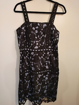 Sam Edelman Women#x27;s Size 10 Blue Black Lace Dress Formal Sleeveless $19.09