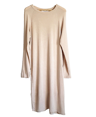 #ad Sonnet James Beige Play Maxi Dress Long Sleeve Stretch Comfort Women Large $34.99