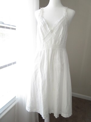 #ad Apt 9 White Eyelet Lace Camisole Slip Sun Dress Women 8 Peasant Cottage Prairie $25.95