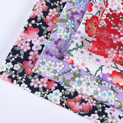 1M Japanese Flower Fabric Cotton Patchwork DIY Kimono Wedding Dress Sewing Craft $9.86