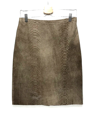 #ad BCBGMaxazria Leather Pencil Skirt 6 Medium Brown Snake Embossed Designer $59.99