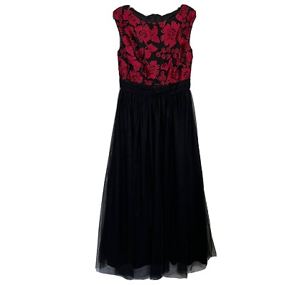 Alex Evenings Black amp; Red Embroidered formal evening dress. Size 12 $40.00
