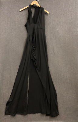 Unbranded Womens Sleeveless V Neck Split Evening Cocktail Long Dress Black S NWT $19.99
