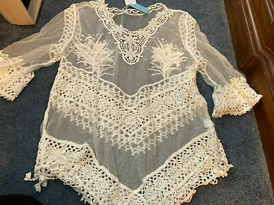 #ad NEW W TAGS Cupshe Lace Crochet Beach Cover Up medium beige $19.00